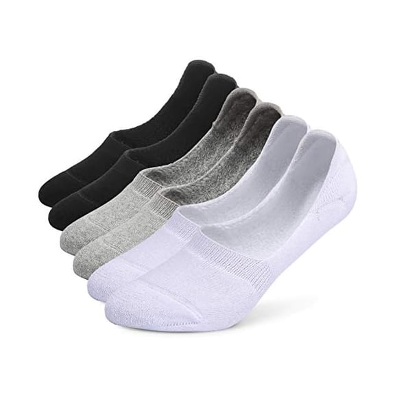 Eryueer 6 Pairs Unisex Thick Cushion Athletic Cotton Non Slip Low Cut Flat Liner No Show Socks