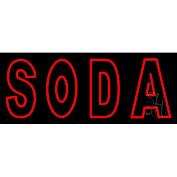 Red Soda LED Neon Sign 13 x 32 - inches, Black Square Cut Acrylic Backing, with Dimmer - Bright and Premium built indoor LED Neon Sign for Defence Force.