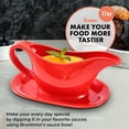 thumbnail image 5 of Bruntmor Ceramic Gravy Boat & Tray For Salad Dressings, Milk, Broth 11 Oz Red, 5 of 9