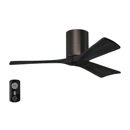 

Matthews Fan Company IR3H-BB-BK-42 Irene 42 Brushed Bronze Hugger Ceiling Fan with 3 Matte Black Blades Remote and Wall Control Indoor/Outdoor Damp Rated