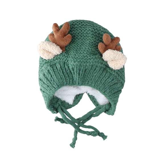 RUISINERY Antlers Christmas Caps for Children Thicken Plush Headgear White Furry Liner for Christmas Parties Cosplay Accessories