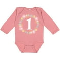 thumbnail image 3 of Inktastic 1st Birthday Rose Flower Wreath Girls Girls Long Sleeve Baby Bodysuit, 3 of 5