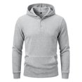 thumbnail image 4 of MiYuan Mens Henley Hoodies Textured Knit Pullover Casual Long Sleeve Knit Hooded Sweatshirt with Kangaroo Pocket, 4 of 7