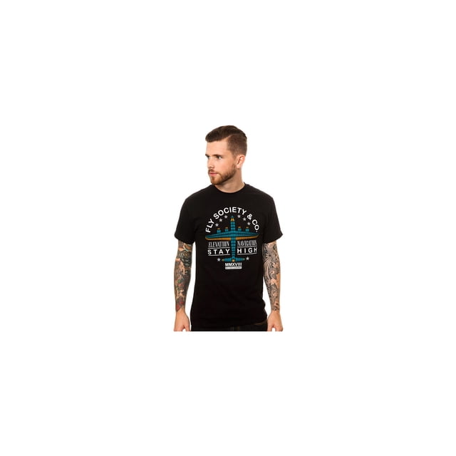 Fly Society The Navigators - Camiseta gráfica para hombre, color negro, pequeña