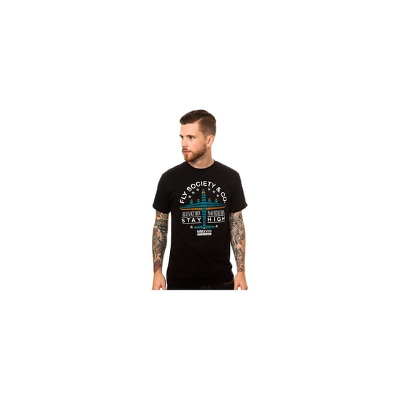 Fly Society The Navigators - Camiseta gráfica para hombre, color negro, pequeña