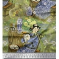 thumbnail image 1 of Soimoi Polyester Crepe Fabric Flower Vase,Mirror & Girl Women Printed Fabric 1 Yard 52 Inch Wide, 1 of 1