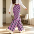 thumbnail image 5 of BRELIL Women Plus Size Wide Leg High Waisted Trousers with Pockets Plaid Casual Streetwear Long Pants Baggy Palazzo Pants Fall Winter Outfits, Watermelon Red M, 5 of 8