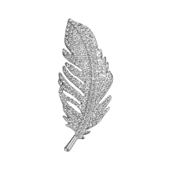 fuxzkrlz Feather Design Brooch Pin for Women, Rhinestones Inlaid Brooch Pin for Dress, Coat, Shawl, Versatile Accessory for Mother, Wedding