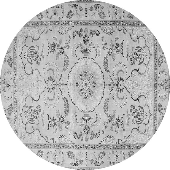 Ahgly Company Indoor Round Medallion Gray Traditional Area Rugs, 8' Round