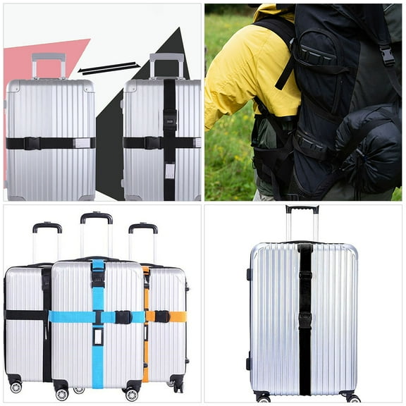 Yuangui 5Pcs Luggage Straps Suitcase Belt Strap Adjustable Travel Packing Strap with Buckle