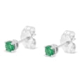 thumbnail image 3 of Sterling Silver 1/4ct TDW Treated Green Diamond Solitaire Stud Earrings (Green, I2-I3), 3 of 6