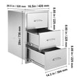 thumbnail image 4 of KFFKFF Exterior Cooking Space Drawers, Dimensions 16.5"W x 29"H x 20.5"D, Triple Entry Drawers, Stainless Steel Inset Cabinets, BBQ Island Storage Drawers with Paper Towel Dispenser & Handle, 4 of 9