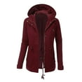thumbnail image 2 of IROINNID Women's Comfy Mid-Long Coat Solid Color Parka Long Sleeve Warm Winter Outwear, Wine, 2 of 3