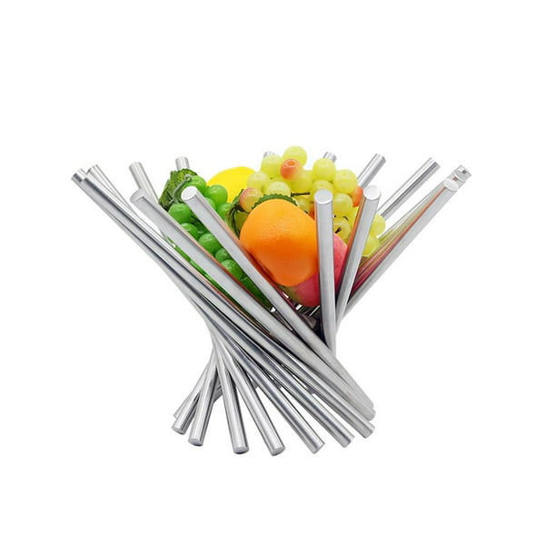 Cesta De Fruta De Acero Inoxidable Moda Moderna Cesta De Fruta Giratoria Creativa Personalidad Arte De Lijado Tazón De Fruta Grande Bandeja De Fruta Soporte Hueco Soporte De Fruta Elegante Yuarrent HA014486-00