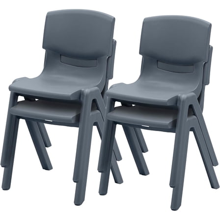 Stackable School Chairs, 14", Kids Furniture, Grey, 4-Pack