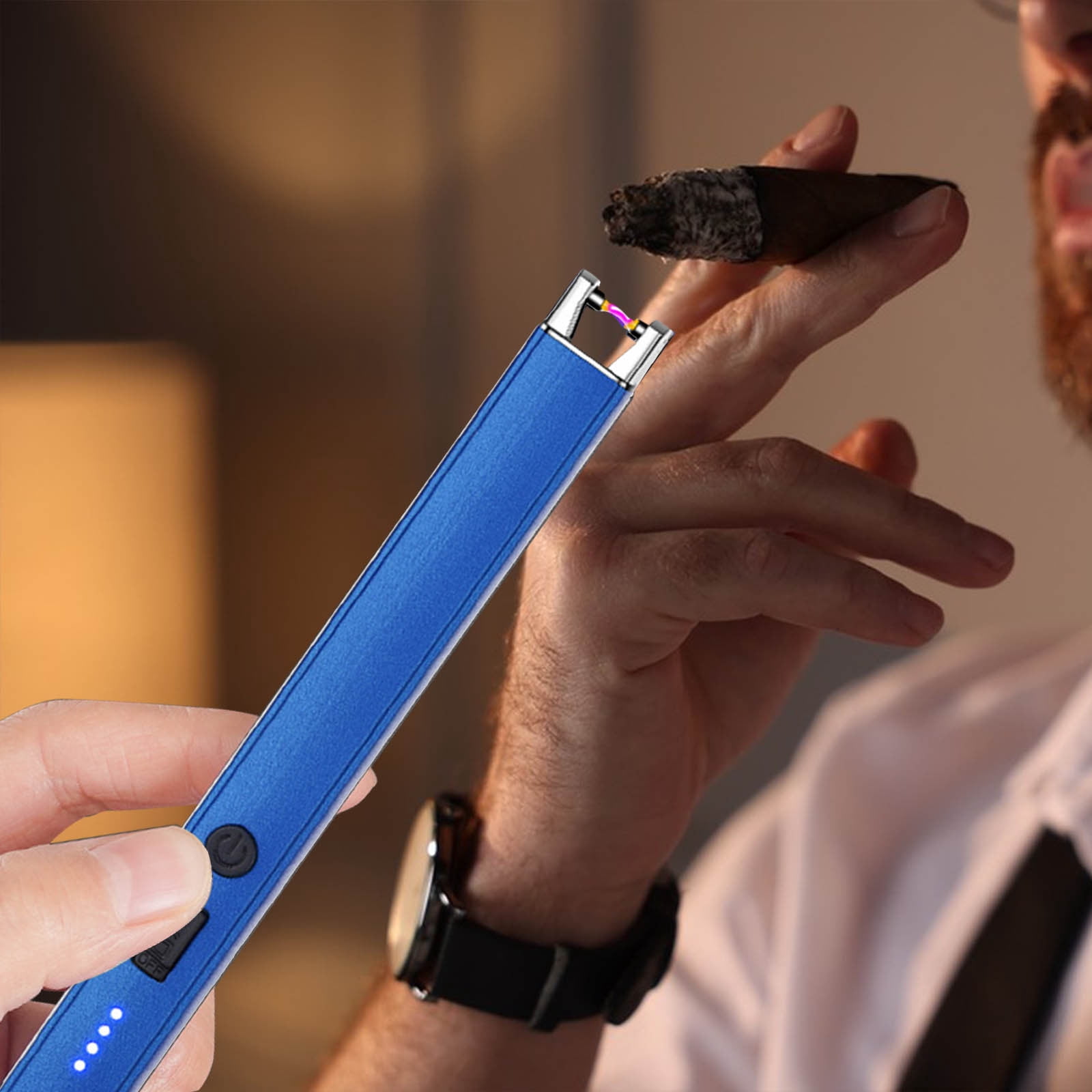 Windproof Electric Lighter with Extended Handle, USB Type-C Rechargeable, Battery Indicator, for Gas Stove, Candles, BBQ Grill, Outdoor & Indoor Use, Safe & Convenient Ignition Device