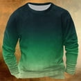 thumbnail image 2 of ohmzyzo Mens Long Sleeve Sweatshirts Casual Gradient Color Loose Pullover Tops Fall Fashion Graphic Athletic Shirts Green 3XL, 2 of 3
