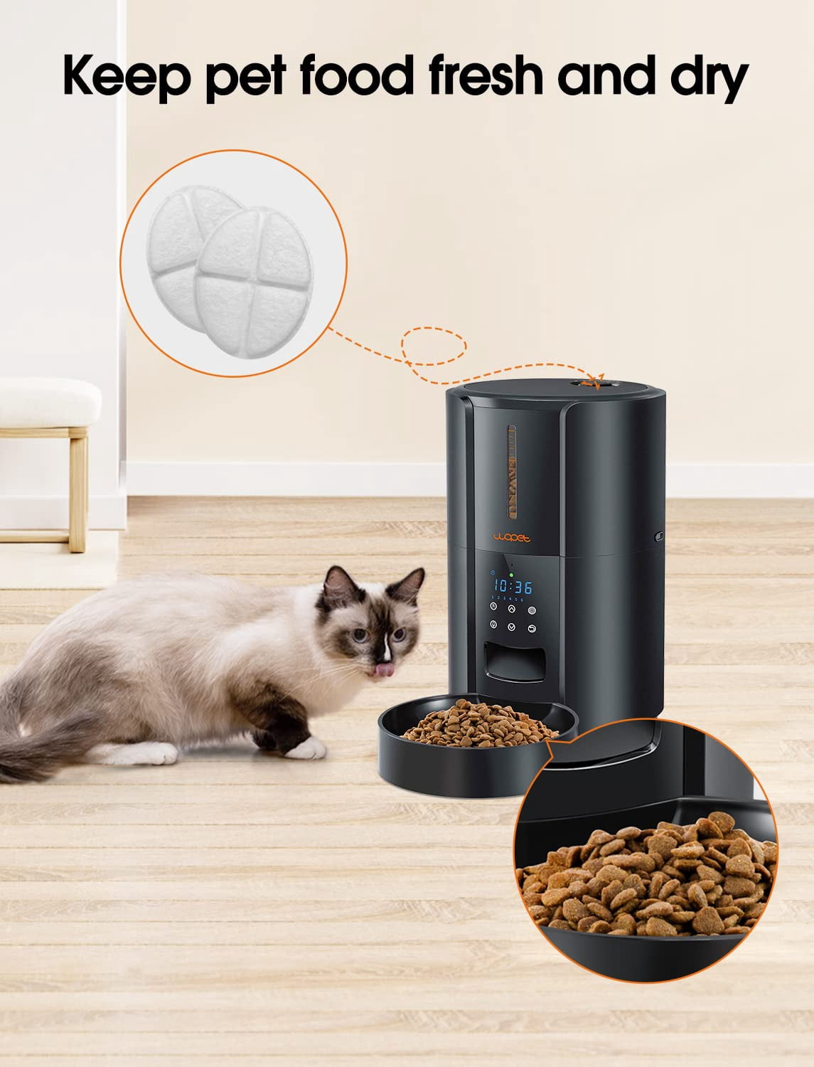 WOPET 4 Packs Desiccant Packets, Keep Cat Food & Dog Food Dry and Fresh, for Model FT50， FT50D， FT70， FT80， FT90