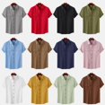 thumbnail image 1 of Camisa de lino para hombre Camisa de manga corta de verano Camisas de campamento Top de playa JadeP camisa de hombre con botones, 1 of 8