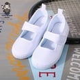thumbnail image 3 of Zapatos de lona para niños, uniforme escolar, zapatillas blancas con cordones y cinta mágica para niños, niñas, estudiantes, guardería, 3 of 5