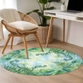 thumbnail image 4 of Green Leaves Round Area Rug 3Ft Washable Small Circle Rugs for Kitchen Entryway, Summer Botanical Watercolor Tropical Leaf Non-Slip Carpet Floor Mats Indoor Outdoor Carpet Runner Aesthetic Home Decor, 4 of 8