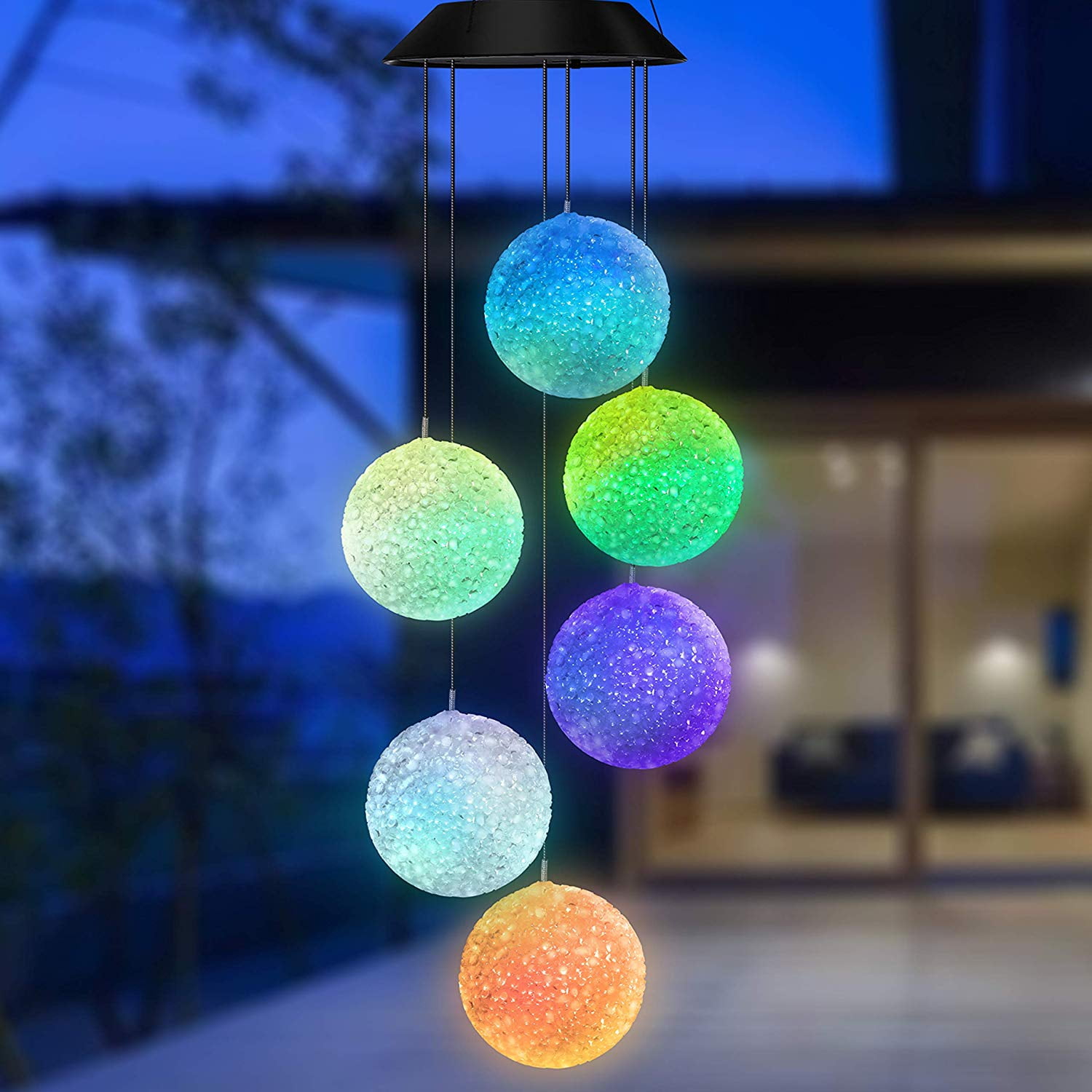 Waterproof Hanging Decorative Mobile Lamp for Home Yard Patio Garden Crystal Wind Chime with Color Changing LED Light Butterfly SIX FOXES Solar Wind Chime Outdoor Gifts for Mom 