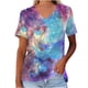 thumbnail image 1 of Fiudx Ropa de Mujer Camiseta de Manga Corta con Cuello En V Astral y Estampado de Galaxia Informal a La Moda para Mujer, 1 of 5