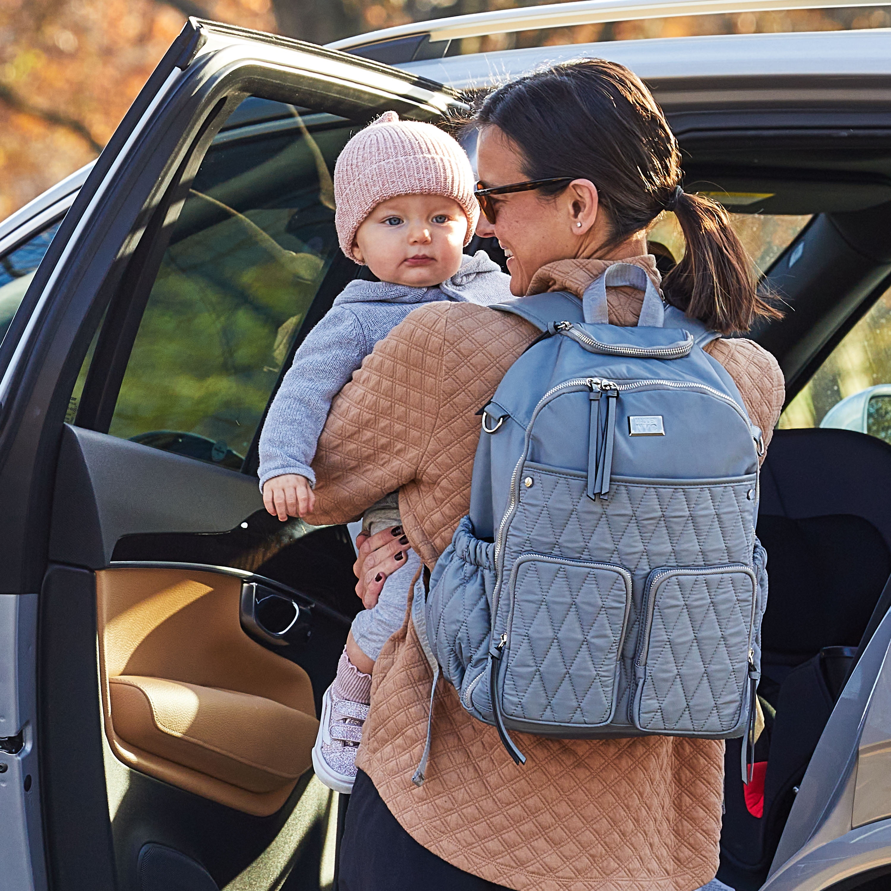 Madden NYC Women's Diaper Backpack Quilted Grey