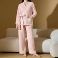 thumbnail image 2 of TEAJOPSUU Women's Fleece Pajamas Set Fall Lounge Sweater Set Cute Fuzzy Fleece Long Sleeve Cozy Winter Pj Outfits Cardigan Set Pink, 2 of 5