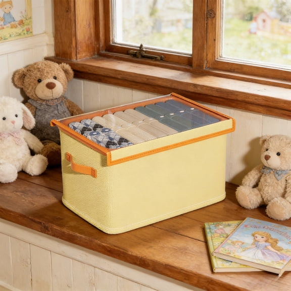 Tgbvmt Linen Fabric Clothing Storage Boxes With Lids Breathable Cotton Linen Foldable Closet Organizer Bins Sturdy Handles Stackable Dust Proof For Wardrobe Shelf Blankets Toys Under Bed Nursery Room