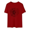 thumbnail image 5 of JFGHDG Womens Crew Neck Standard Short Sleeve Lightweight Soft Cotton T-Shirt Daisy Butterfly Graphic Print Loose Fit Basic Casual Summer Graphic Tee Red 2XL, 5 of 5
