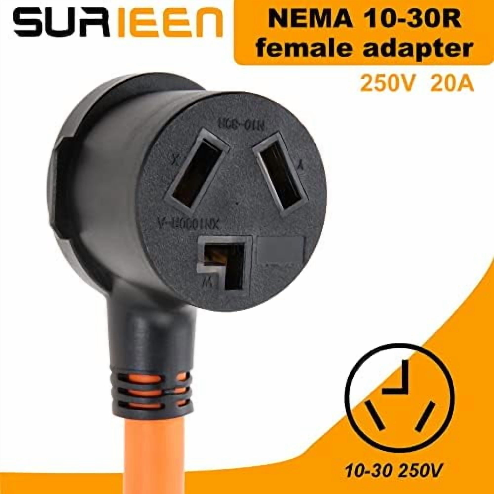 NEMA 10-50P Male to 10-30R Female Dryer Adapter Plug, 1.5FT 3 Prong to 3 Prong Dryer Adapter Cord, 50 Amp Male Plug to 30 Amp Socket STW 10/3 AWG, 250V