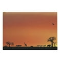 thumbnail image 1 of Africa Cutting Board, Panorama of Safari Animals Gulls Reflections in Background at Sunset Scenery, Decorative Tempered Glass Cutting and Serving Board, Large Size, Burnt Orange Black, by Ambesonne, 1 of 1