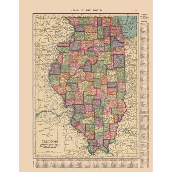 Historic State Map - Illinois - Hammond 1910 - 23 x 29.58 - Vintage Wall Art