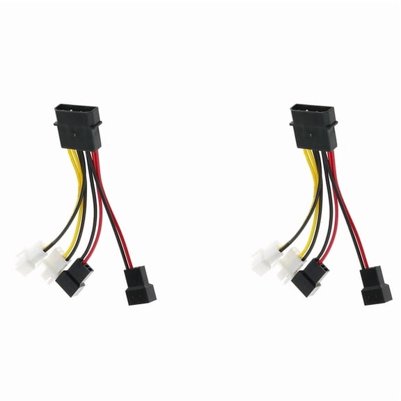 2Pcs 4-Pin Molex to 3-Pin Fan Power Cable Adapter Connector Computer Cooling Fan Cables 12V/5V DC for CPU PC Case Fan
