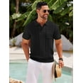thumbnail image 3 of COOFANDY Men's Knit Polo Shirts Short Sleeve Vintage Polo Shirt Textured Polo T Shirt Classic Golf Shirt, 3 of 5