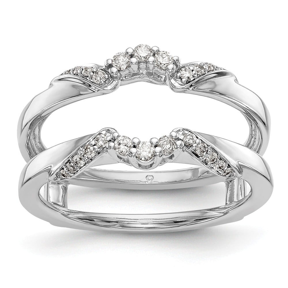 AA Jewels Solid 14K White Gold Engagement Ring Guard with CZ Cubic