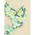 thumbnail image 6 of Toddler Girls Romper Jumpsuit Sleeveless Halter Shamrock Print Backless Bell Bottom Overalls, 6 of 8
