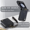 thumbnail image 3 of Case for Samsung Galaxy Z Flip5 2023,Protect PU Leather Cover with Wrist Strap Shockproof Protection Case (Black), 3 of 16