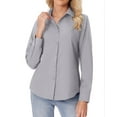 thumbnail image 3 of Siliteelon Button Down Shirts for Women Long Sleeve Shirts Wrinkle Free Formal Work Office Blouses Tops Dress Shirts Regular Fit Light gray, 3 of 7