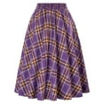 thumbnail image 3 of Long Skirts for Women Ladies Plaid Fashionable Casual Retro Court Dress Pleated Skirt Half Womens Summer Clothes Purple XXL, 3 of 3