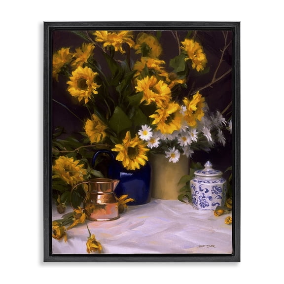 Stupell Industries Cottage Classic Floral Still Life Black Floating Frame Canvas Art, 17 x 21, by Jimmy Dyer