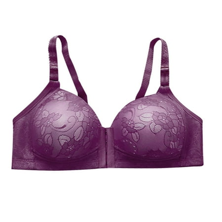 

Dadaria Comfortable Bras for Women Solid Bra Wire Free Underwear One-Piece Bra Everyday Underwear Purple L Women