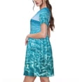 thumbnail image 2 of Easygdp Crystal Clear Ocean Waves para Vestido Transpirable de Mujer, Vestido Suelto de Manga Corta con Pliegues y Bolsillos para el Verano, 2 of 6