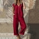 thumbnail image 1 of TaTaai Solid Color Cotton Linen Women Button Overalls Adjustable Straps Machine Washable No Fading Loose Fit Casual Daily Wear Full Length Jumpsuit Gift, 1 of 8