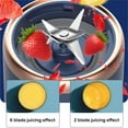 thumbnail image 3 of Juice Extractor, Fruit Extractor, Portable Citrus Juicer - 6 Blades - USB Charging - Pink, 3 of 4