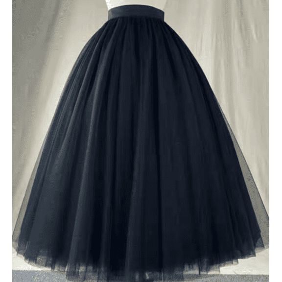 WOME'S Elegant Lady's Multi-Layered Sheer Skirt – Essential for Weddings & Parties Gauze skirt BLACK SIZE M
