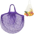 thumbnail image 1 of 1-Pack Cotton Mesh Bag, Reusable Washable Net String Grocery Bags, Produce Bags with Handle, Tote Bag for Fruits/Vegetables Shopping [Purple, Short Handle], 1 of 5
