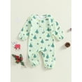 thumbnail image 2 of Suealasg Newborn Baby Boys Girls Jumpsuit Christmas Long Sleeve Christmas Tree Print Romper Bodysuits 3 6 12 18 Months Infant Coming Home Clothing, 2 of 8