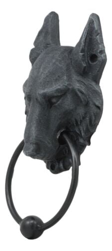 Ebros Full Moon Gothic Chained Wolf Gargoyle Door Knocker Figurine